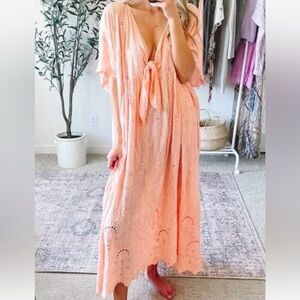 Young Fabulous & Broke Eyelet Kaftan Beach Cover Up